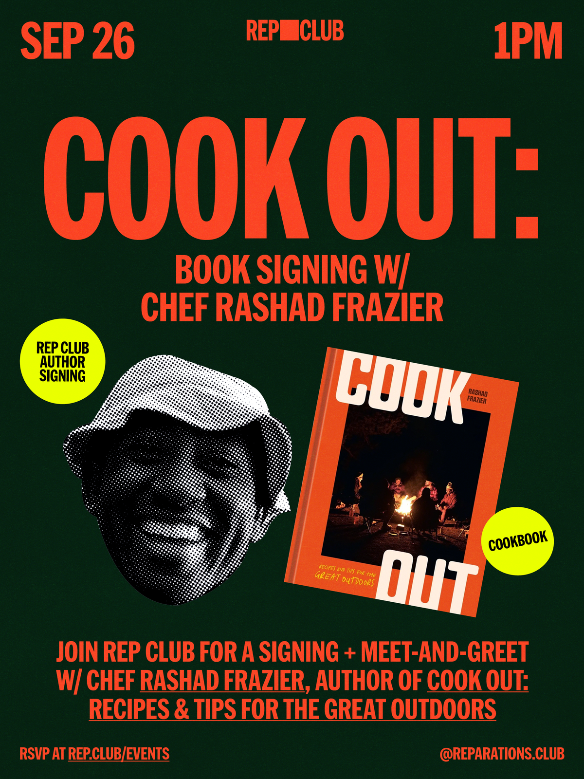 Sept 26th SIGNING EVENT: Cook Out w/ Rashad Frazier