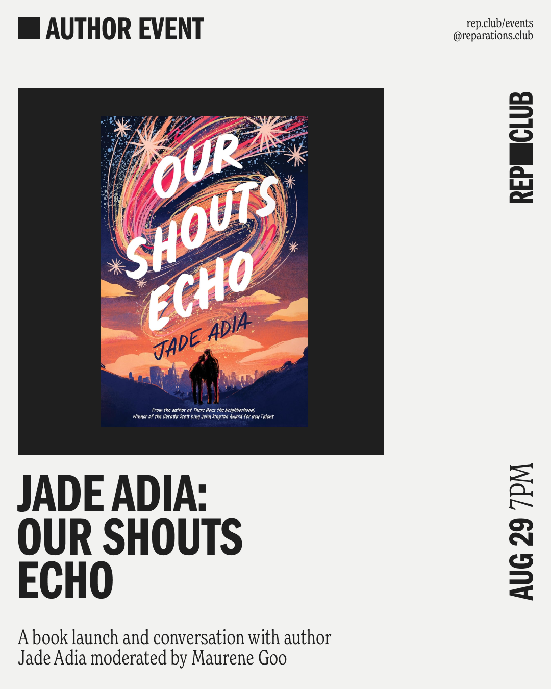 Aug 29th EVENT: Our Shouts Echo // Jade Adia + Maurene Goo