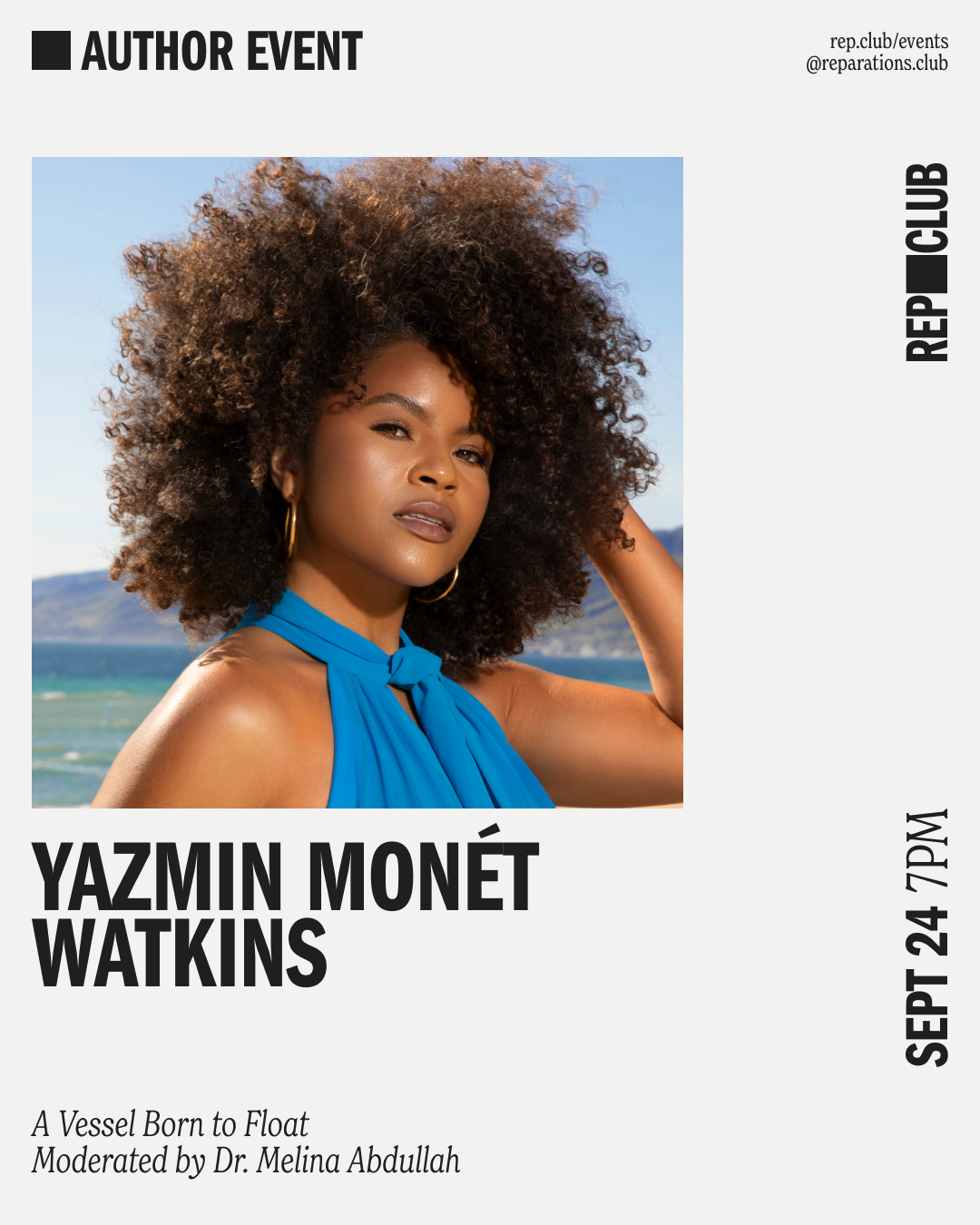 Sep 24th EVENT: A Vessel Born to Float // Yazmin Monét Watkins + Dr. Melina Abdullah